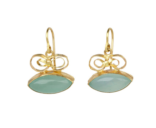 Marquise Chalcedony Bow Top Earrings