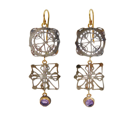 Casino Royale Double Drop Amethyst Earrings