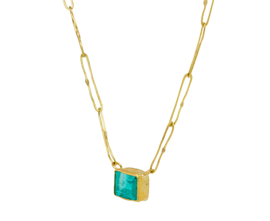 Lovely Rectangular Colombian Emerald Echo Necklace