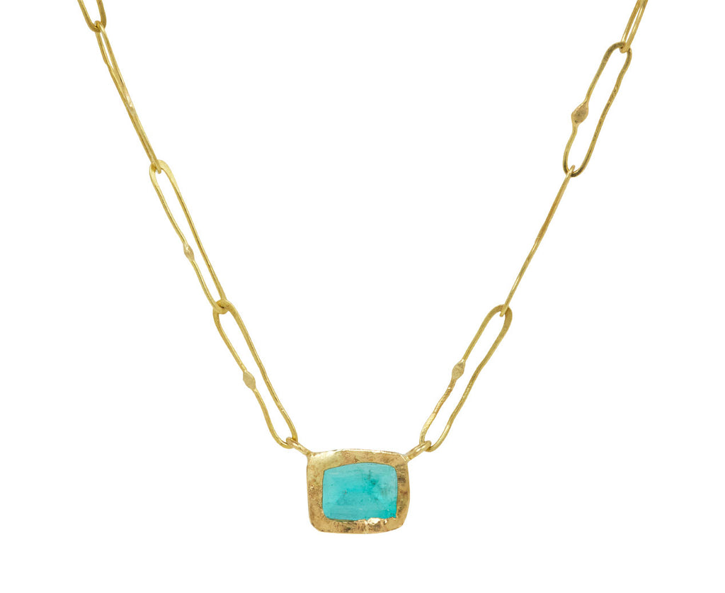 Lovely Rectangular Colombian Emerald Echo Necklace