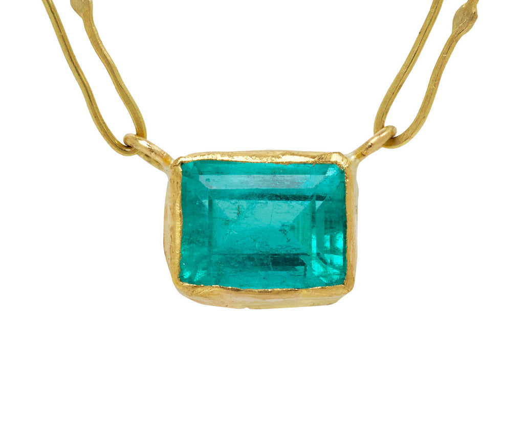 Lovely Rectangular Colombian Emerald Echo Necklace