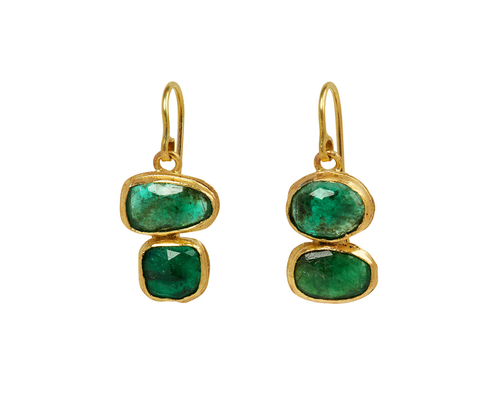 Emerald Slice Double Drop Earrings - TWISTonline 