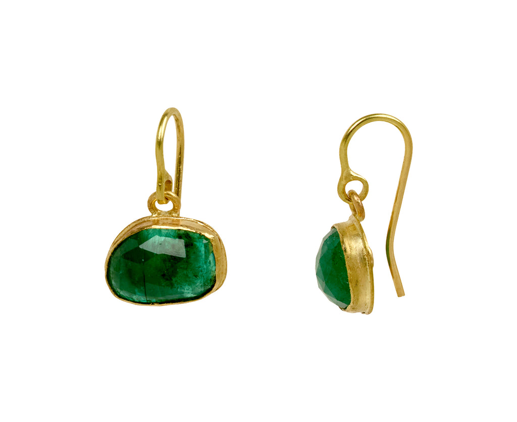 Judy Geib Rose Cut Emerald Earrings - side