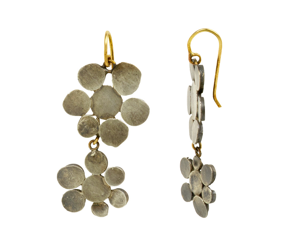 Silver Squash Double Flowery Drop Earrings