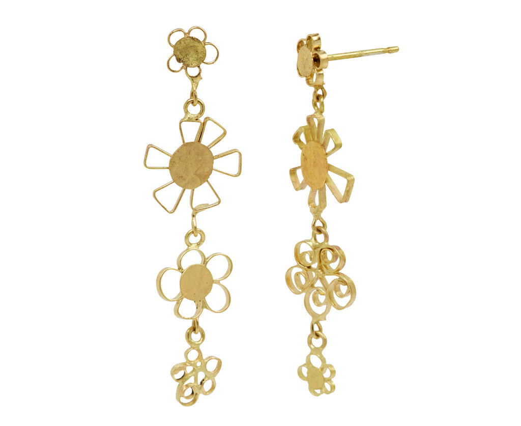 Adorable Long Flowery Chain Earrings
