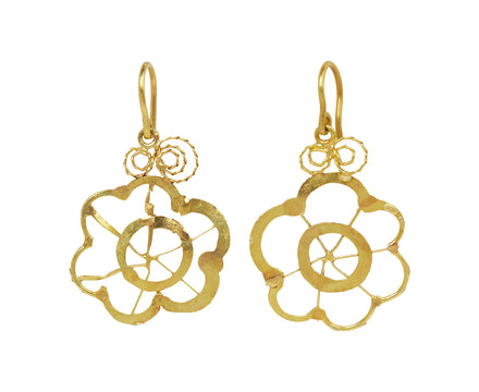 Gold Flower and Bow Earrings