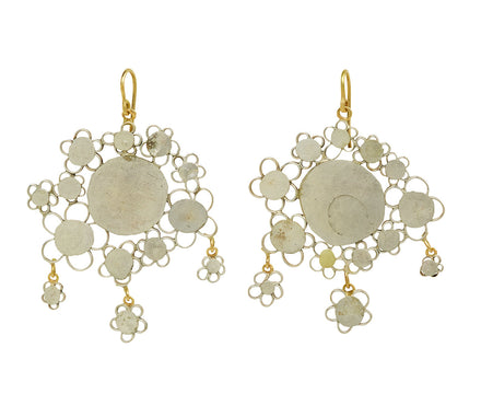 Large Silver Flowery Chandelier Earrings