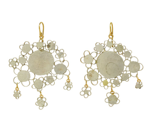 Large Silver Flowery Chandelier Earrings