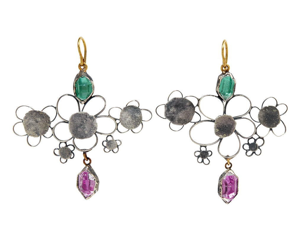 Silver Flowery and Foiled Herkimer Earrings - TWISTonline 