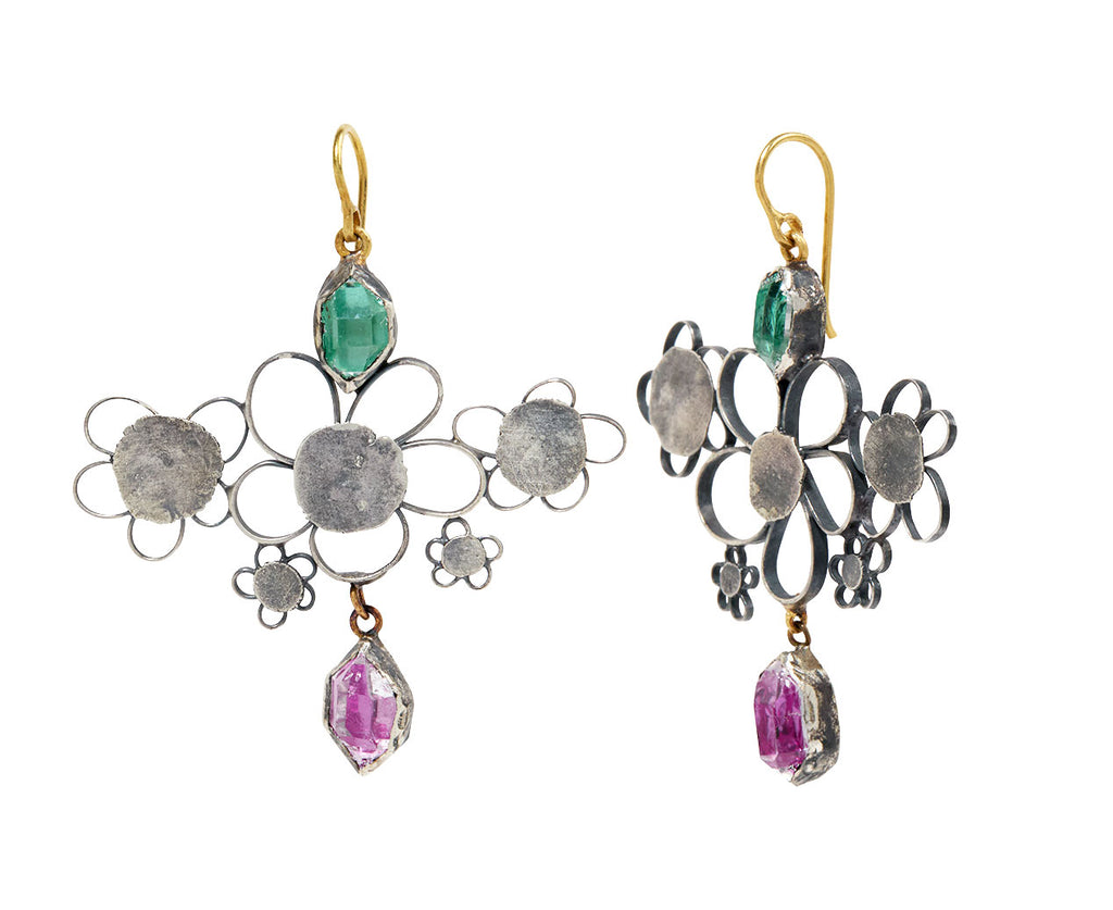 Silver Flowery and Foiled Herkimer Earrings - TWISTonline 