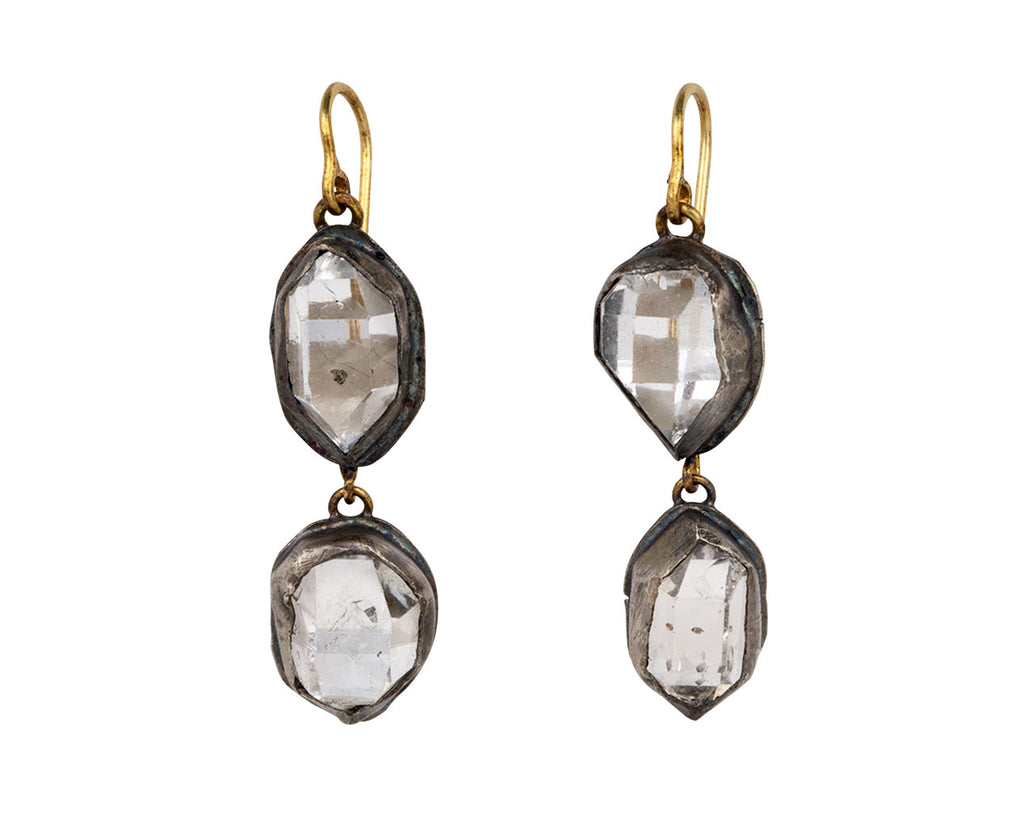 Double Herkimer Diamond Drop Earrings