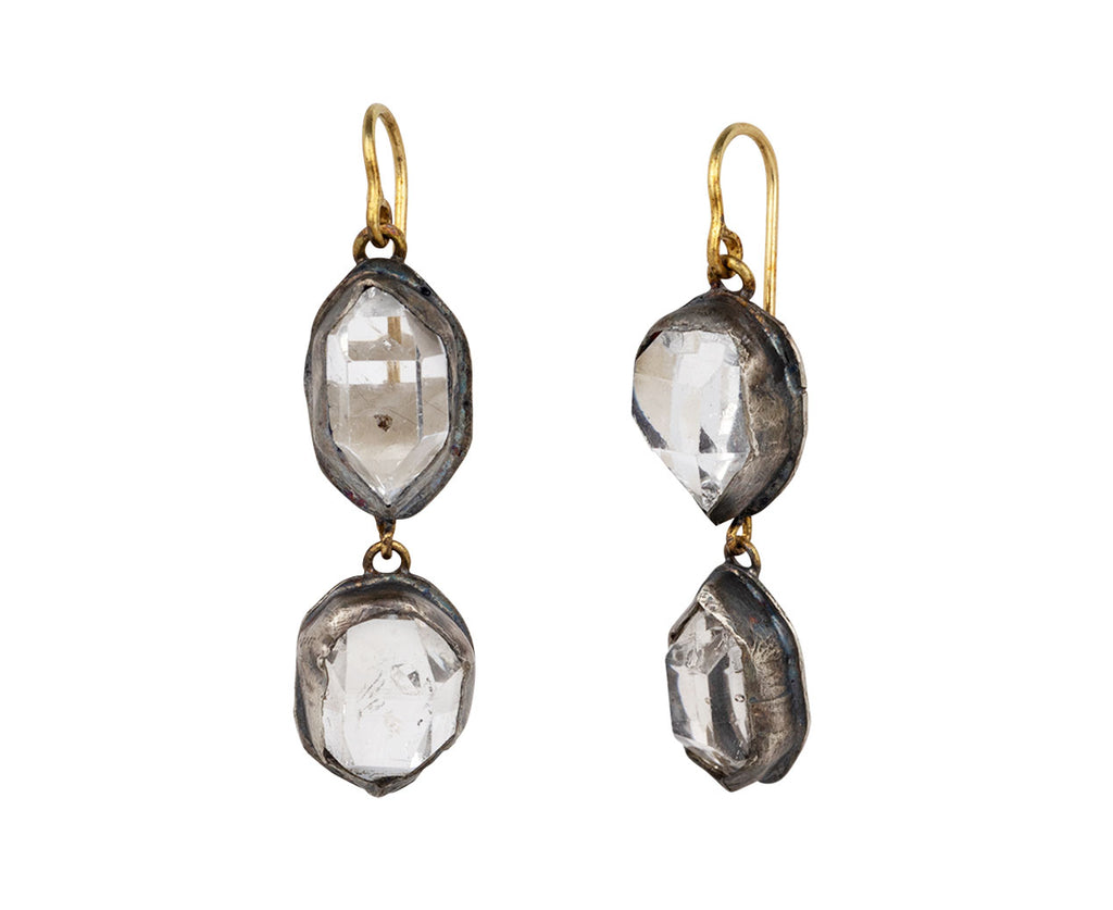 Double Herkimer Diamond Drop Earrings