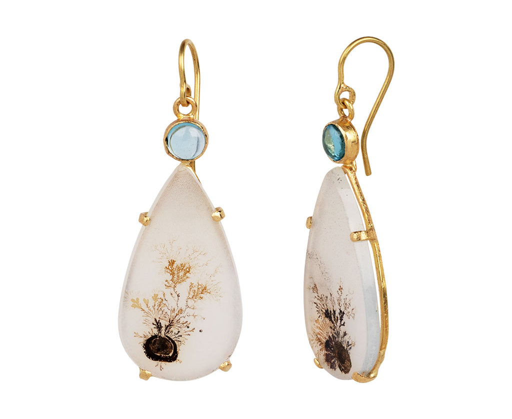 Judy Geib Pear Shaped Idiosyncratic Dendritic Agate and Blue Topaz