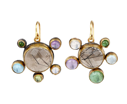 Black Rutilated Agate Multi Gem Earrings