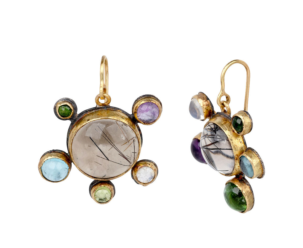 Black Rutilated Agate Multi Gem Earrings