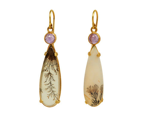 Dendritic Agate and Amethyst Dangle Earrings - TWISTonline 