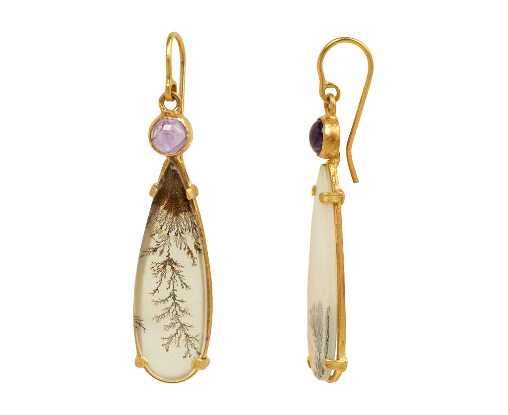 Dendritic Agate and Amethyst Dangle Earrings - TWISTonline 