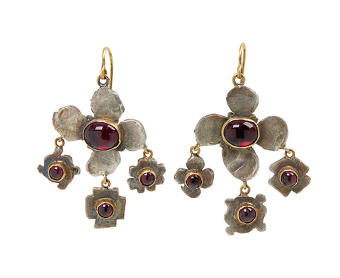 Rhodolite Garnet Medieval Folklorish Earrings