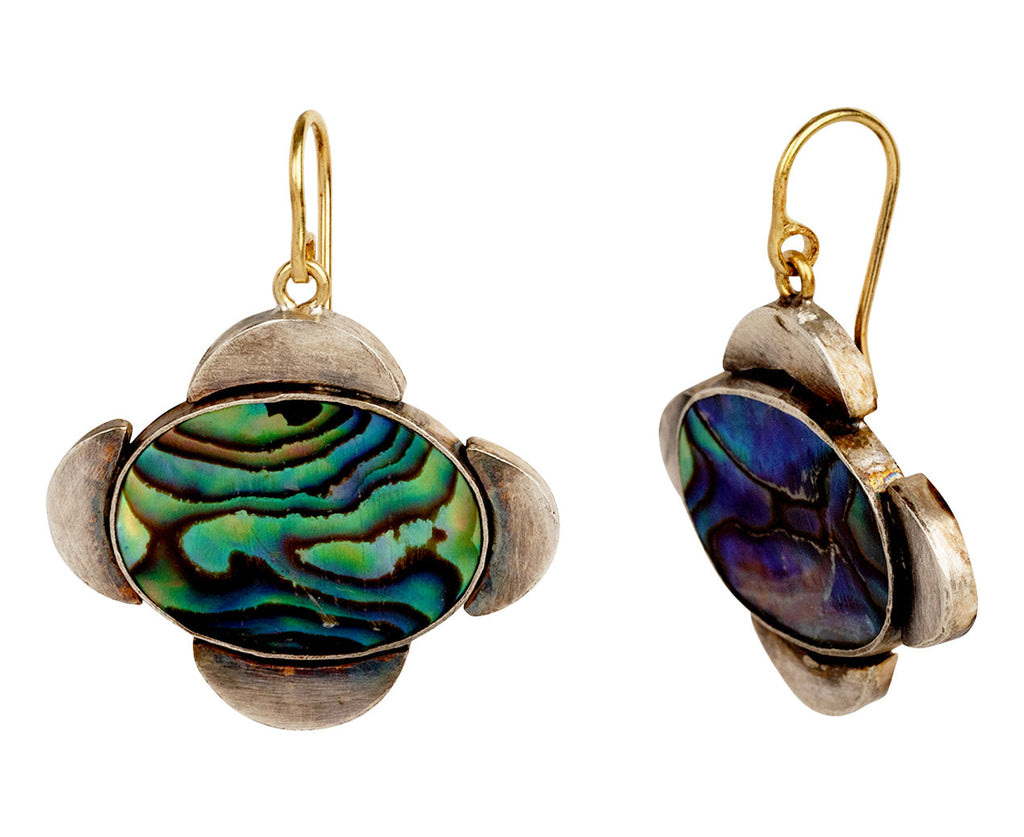 Judy Geib Small Abalone Medieval Folklorish Earrings Side