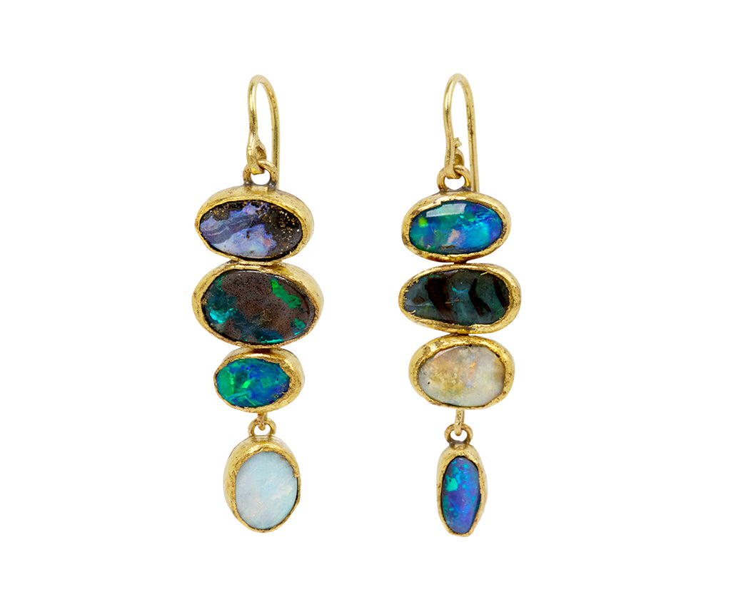 Triple Opal and Opal Dangle Earrings