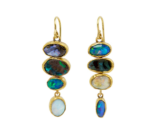 Triple Opal and Opal Dangle Earrings
