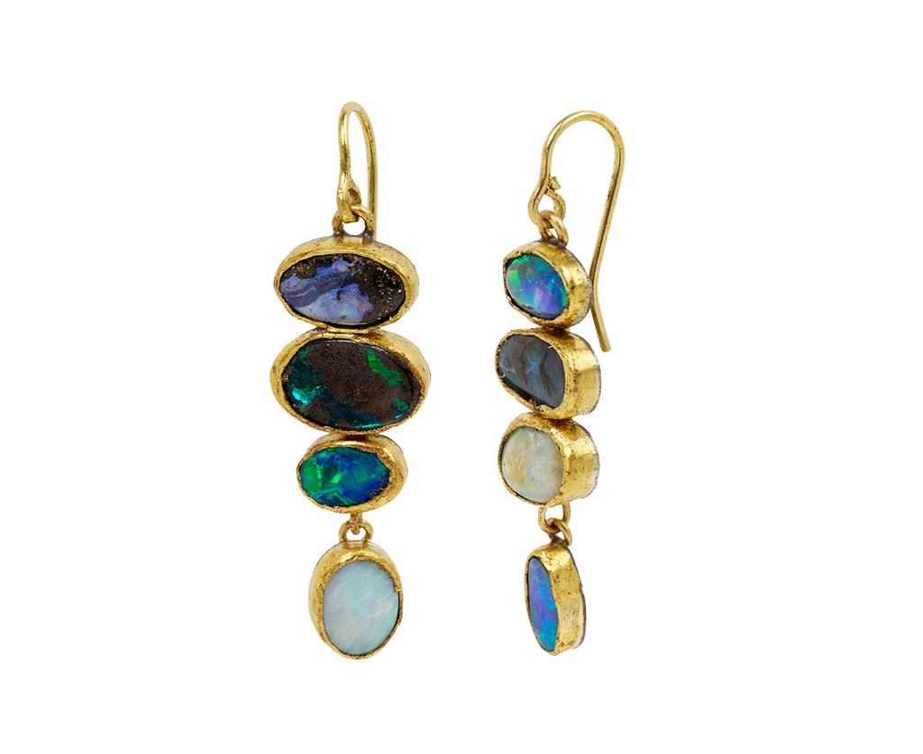 Triple Opal and Opal Dangle Earrings