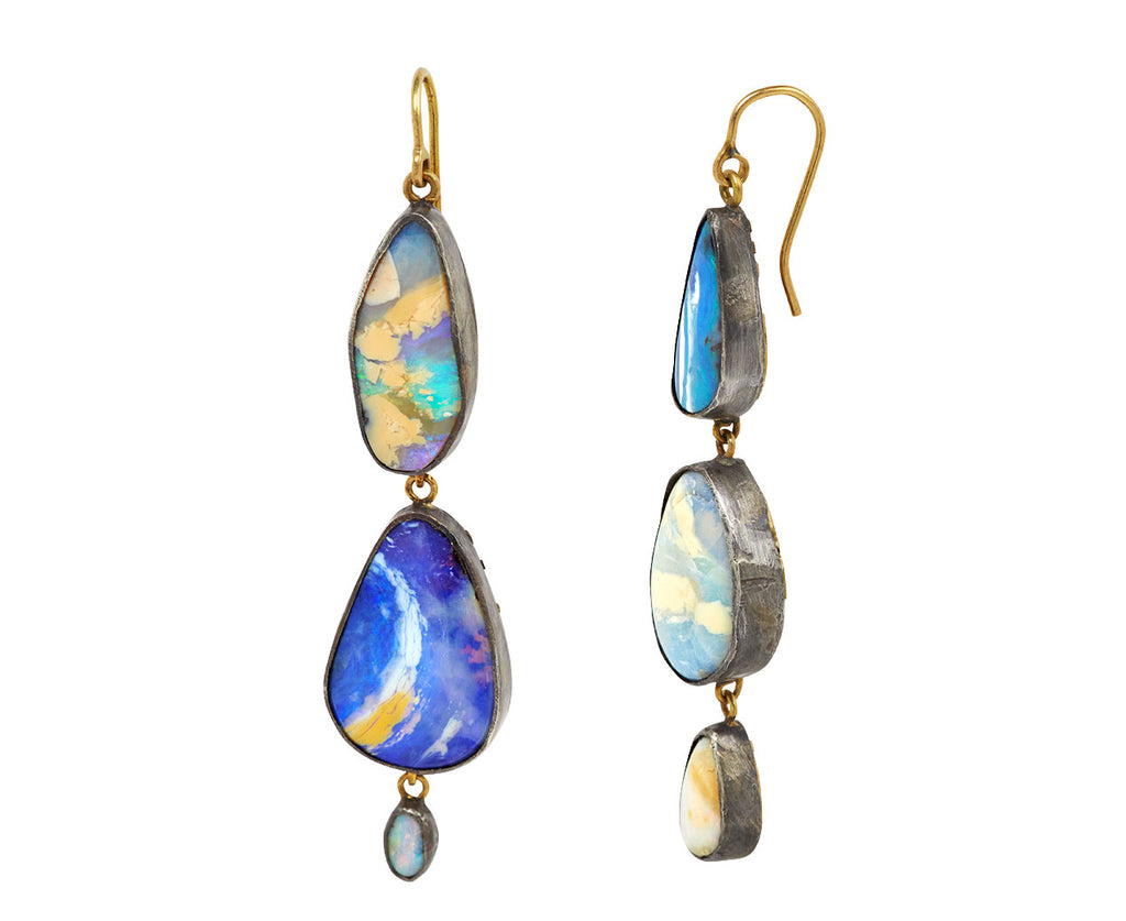 Triple Drop Wild Sky Boulder Opal Earrings