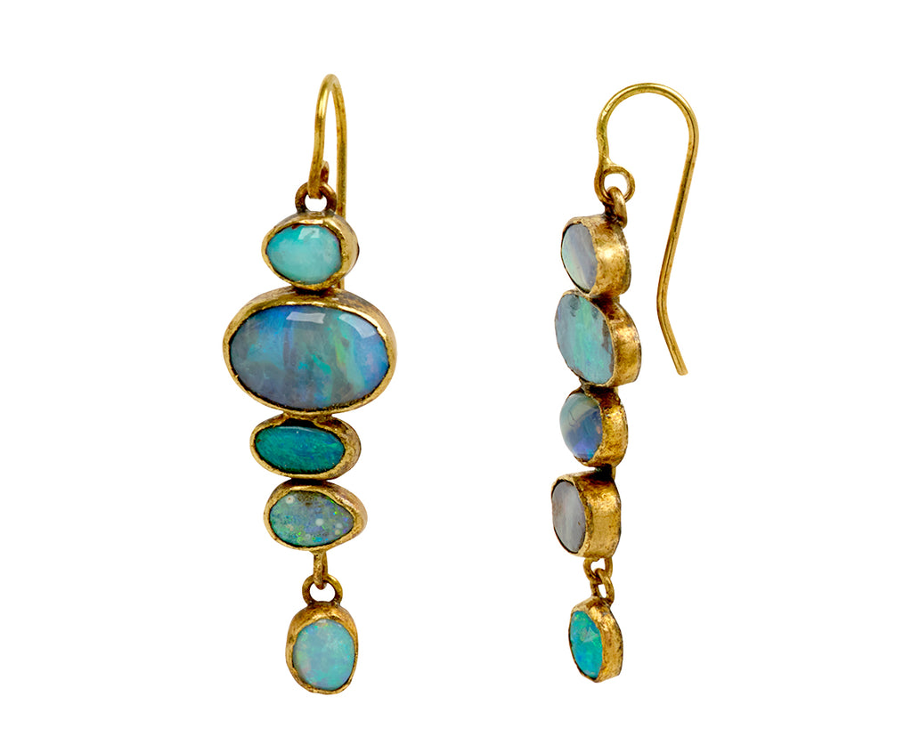 Judy Geib Quadruple Opal and Opal Dangle Earrings - side
