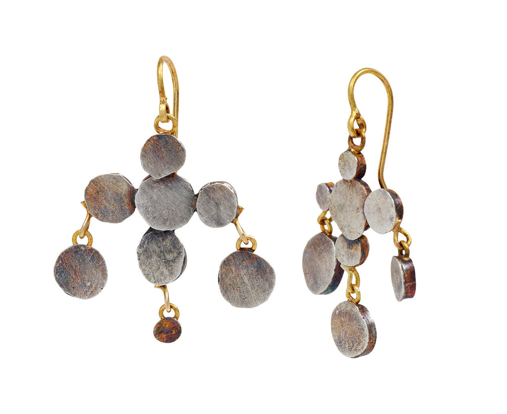 Small Silver Polka Dot Chandelier Earrings