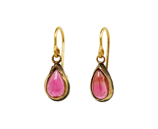 Pear Shaped Small Pink Tourmaline Earrings - TWISTonline 