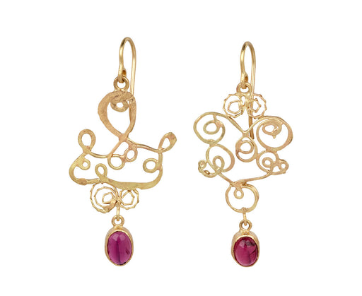 Small Spirally Squiggly Pink Tourmaline Earrings