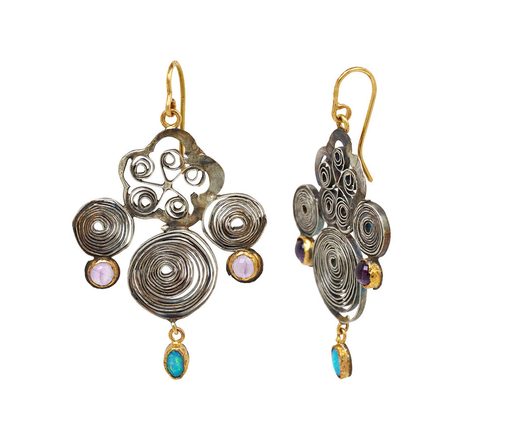 Silver Spirally Flower Earrings