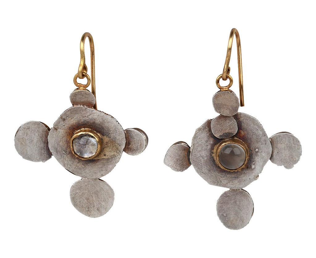 Silver Squash Moonstone Center Dangle Earrings