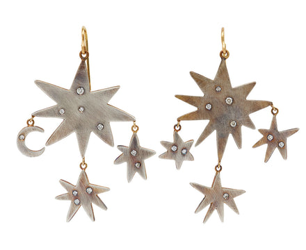 Silver Sun and Moon Chandelier Earrings