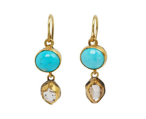 Persian Turquoise and Herkimer Diamond Earrings - TWISTonline 