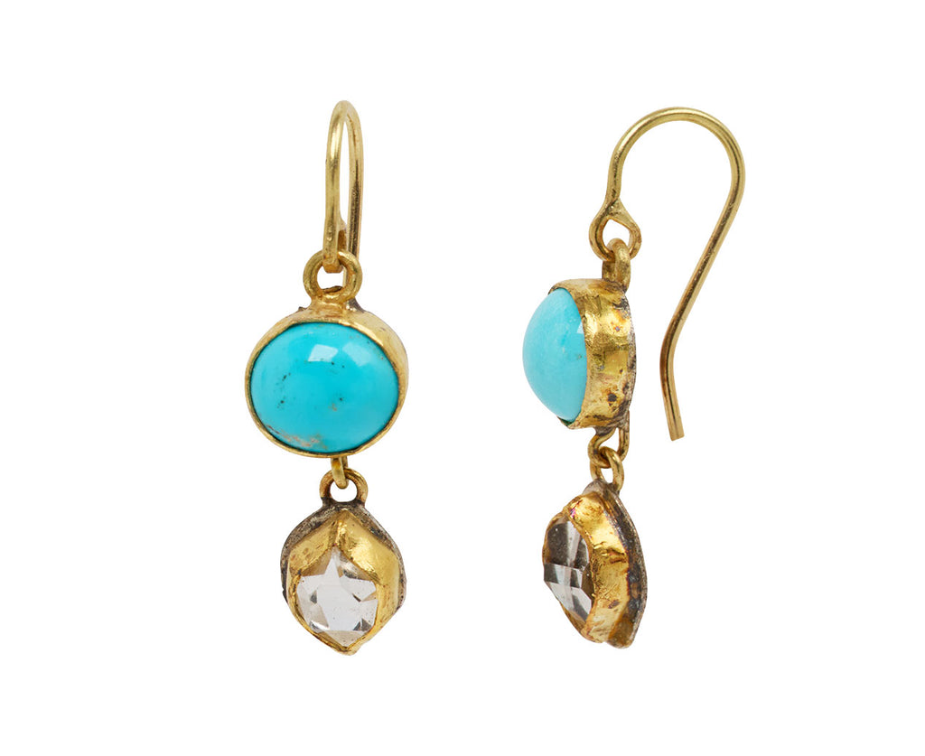 Persian Turquoise and Herkimer Diamond Earrings - TWISTonline 