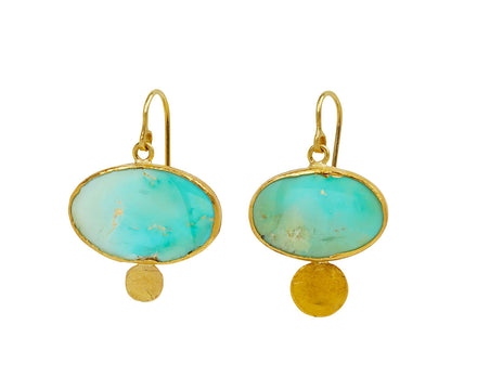 Lovely Persian Turquoise and Gold Disc Earrings