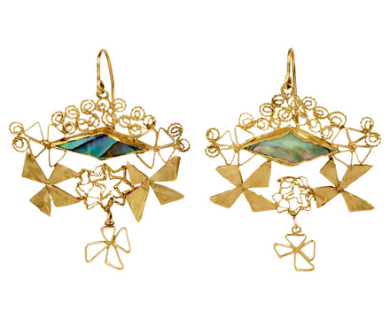 Wiener Werkstätte Abalone and Bow Earrings