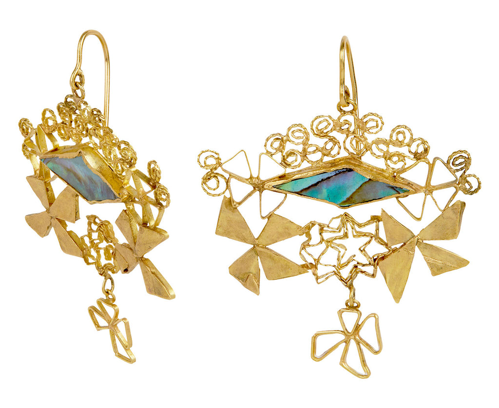 Wiener Werkstätte Abalone and Bow Earrings
