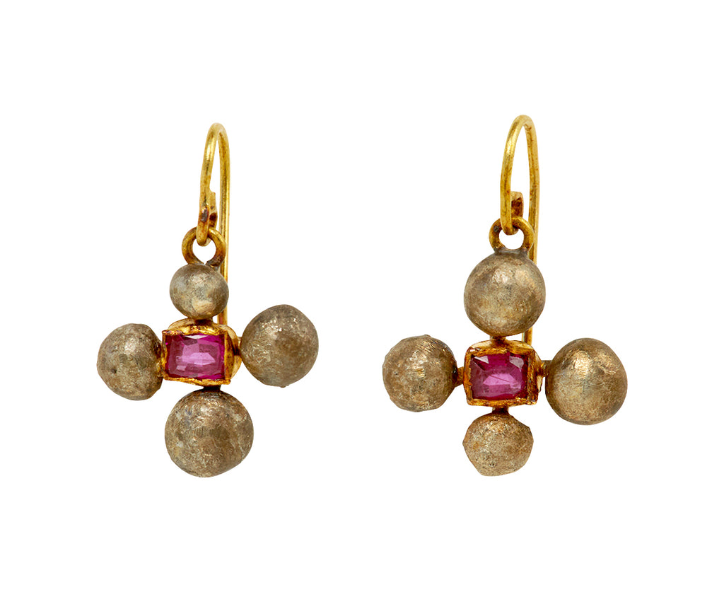 Ruby and Silver Blob Earrings - TWISTonline 