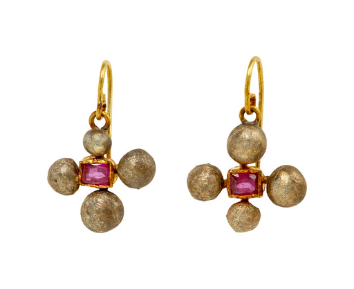 Ruby and Silver Blob Earrings - TWISTonline 