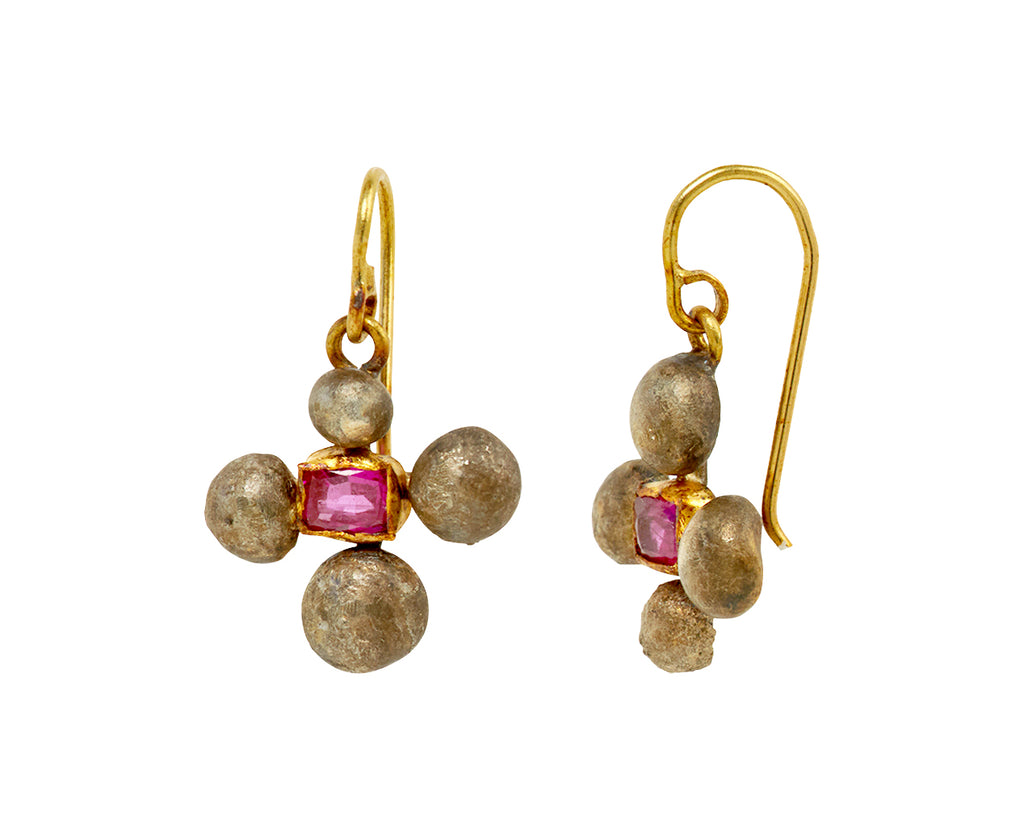 Ruby and Silver Blob Earrings - TWISTonline 