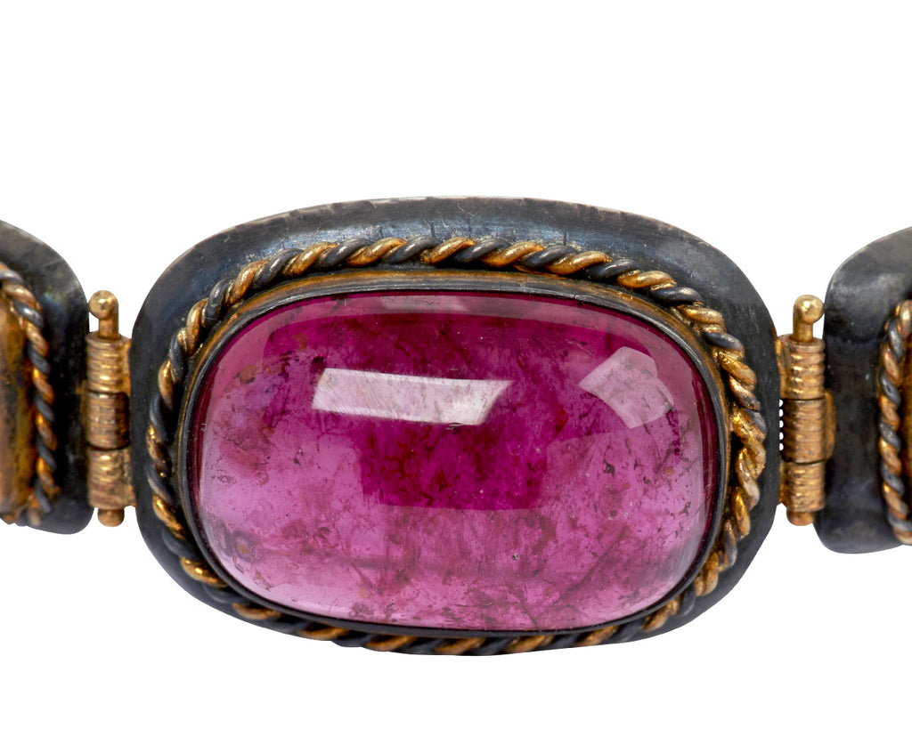 Pink Tourmaline with Colombian Emerald Bracelet - TWISTonline 