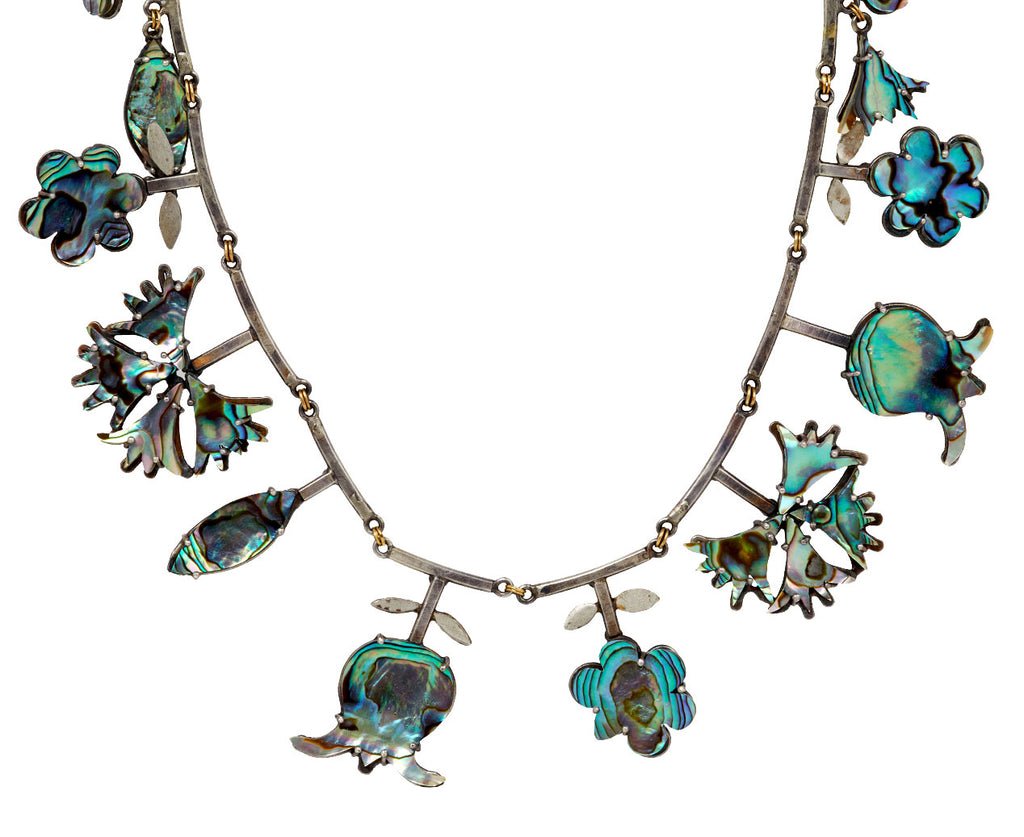 Flowery Abalone Drop Necklace