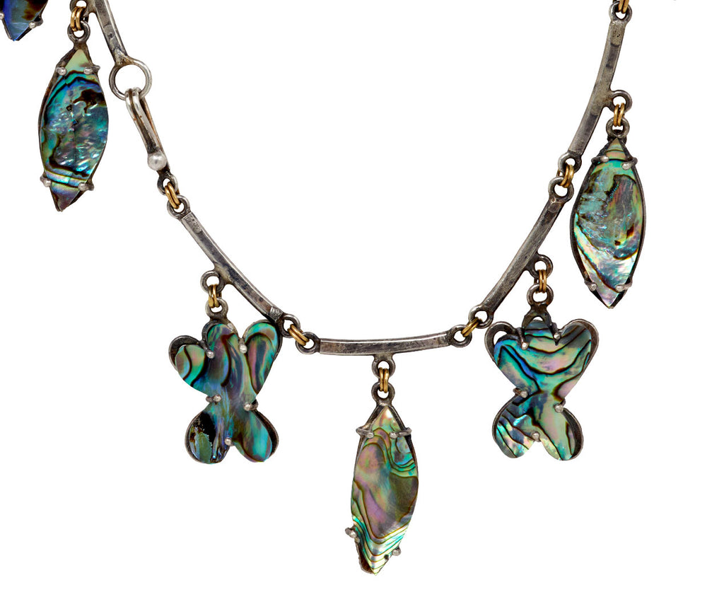 Flowery Abalone Drop Necklace