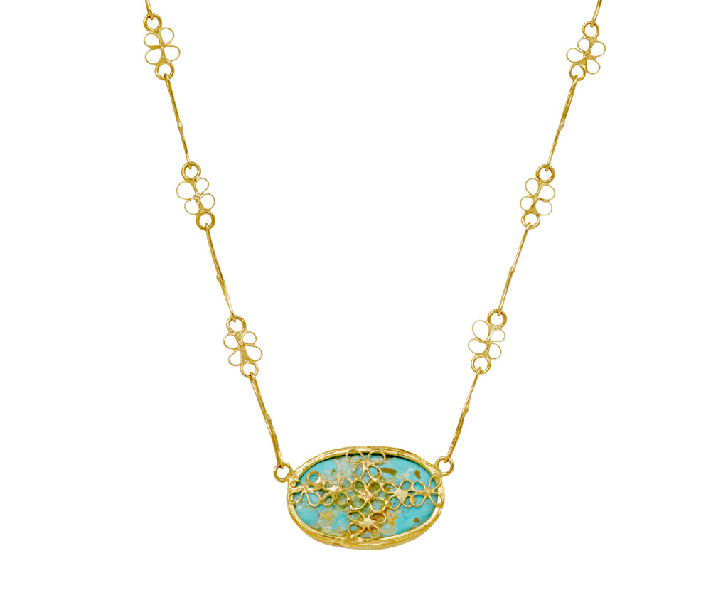 Flowery Chain Persian Turquoise Necklace