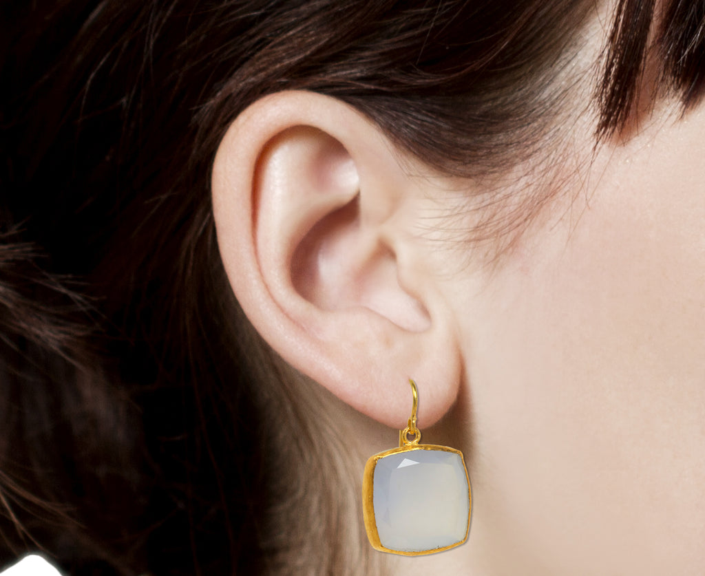 Blue Chalcedony Simple Drop Earrings - TWISTonline 
