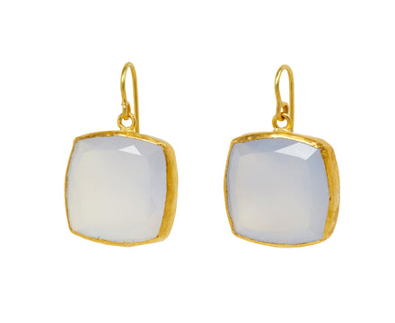 Blue Chalcedony Simple Drop Earrings - TWISTonline 