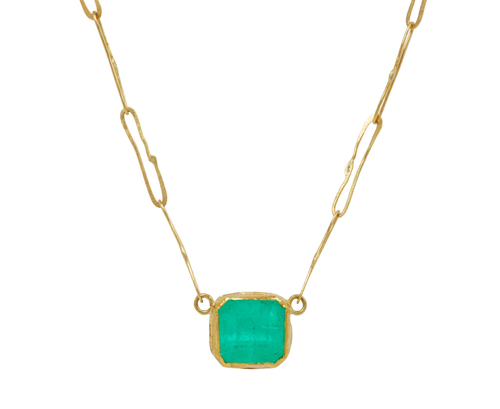 Square Colombian Emerald Echo Necklace