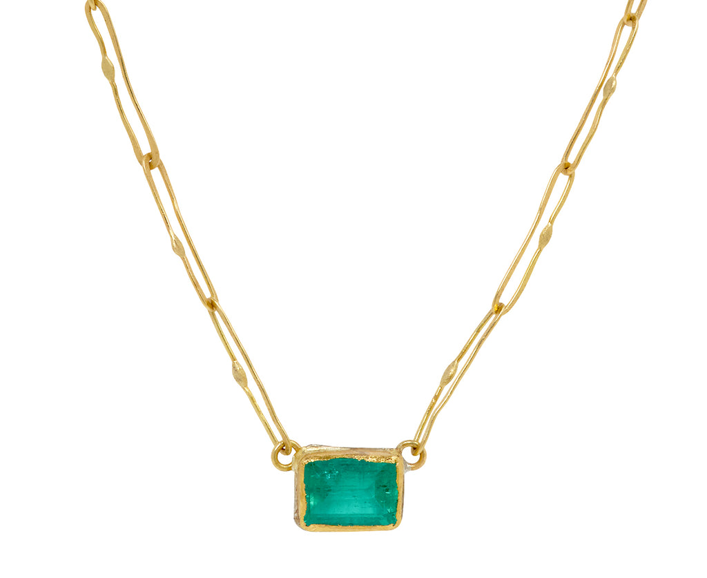 Lovely Dark Rectangular Emerald Echo Necklace